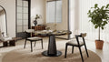 Roundhill Furniture Cavira Modern Faux Marble Dining Table with Wood Pedestal Base