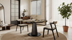 Roundhill Furniture Cavira Modern Faux Marble Dining Table with Wood Pedestal Base